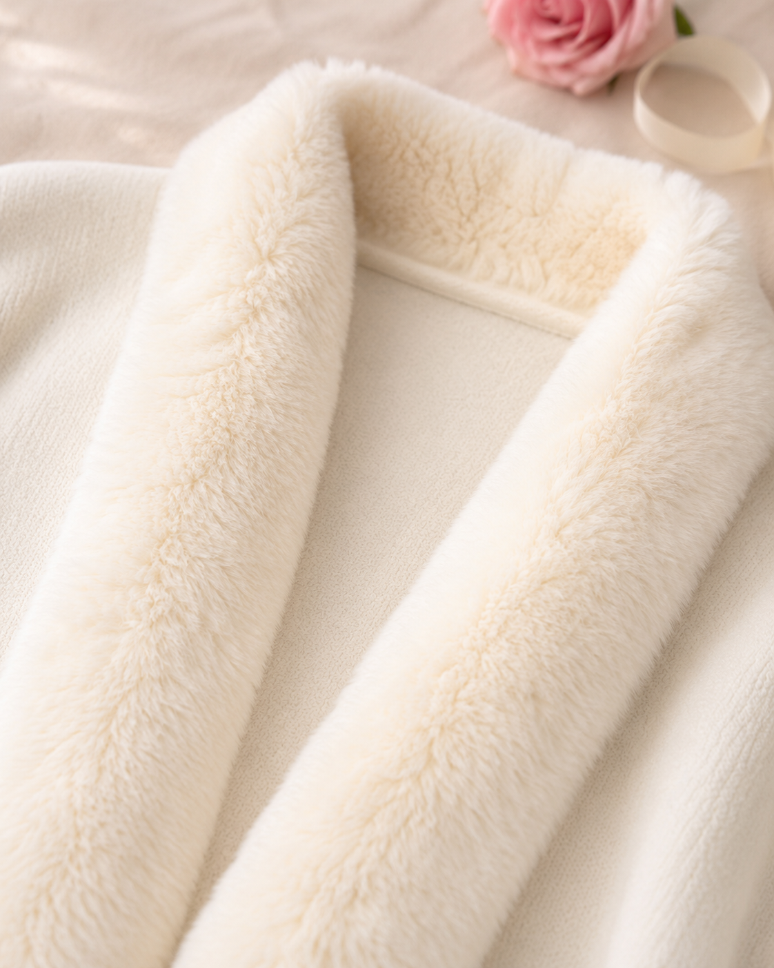 Shawl Cape Knitted Cardigan Coat - White detail closeup