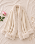 Shawl Cape Knitted Cardigan Coat - White (whitesmoke) flat lay
