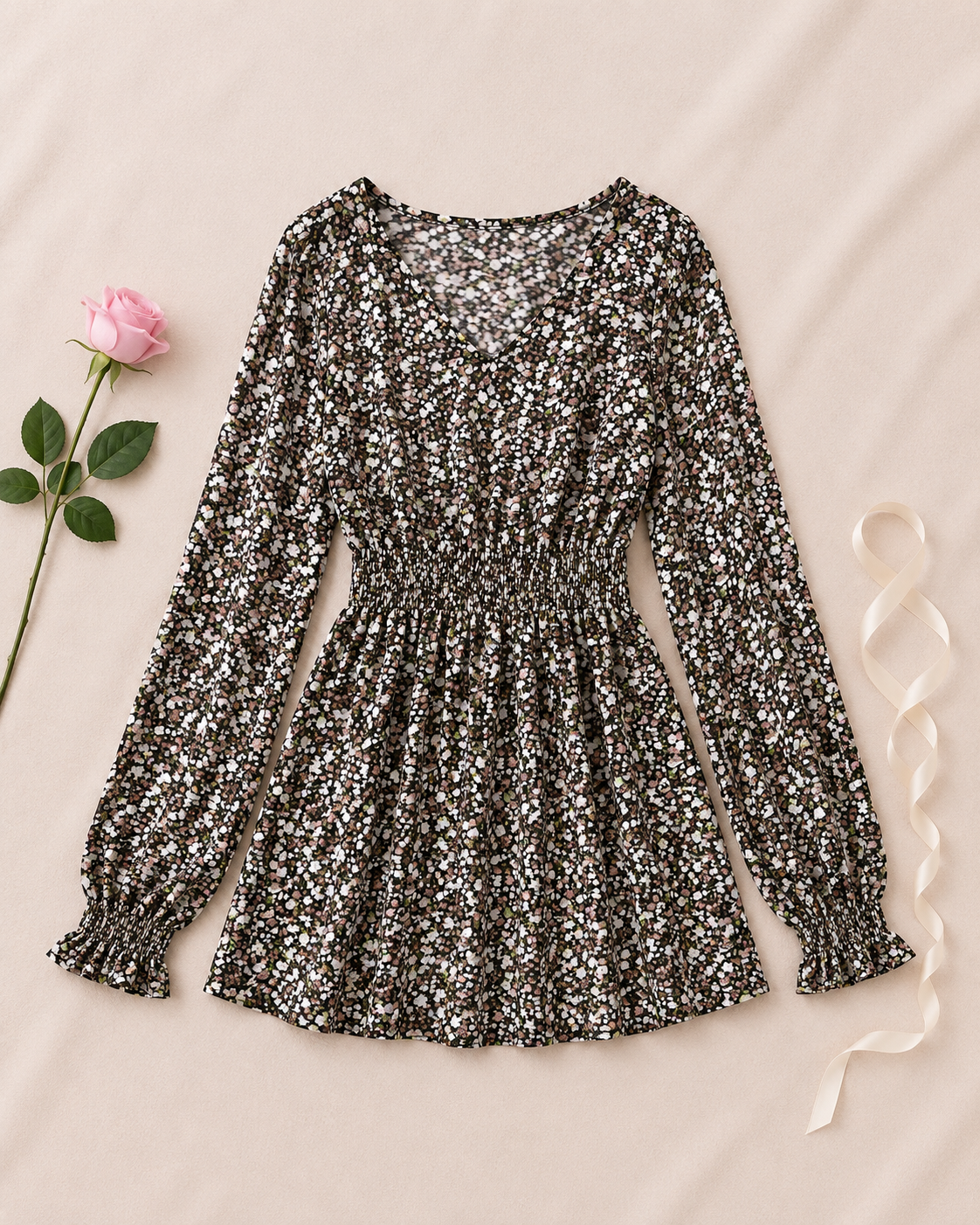 Floral Babydoll Top - No.6 flower flat lay