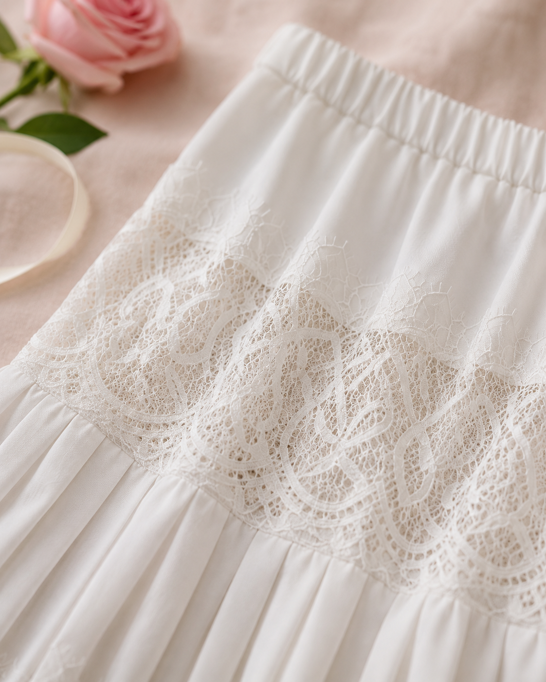High-Waist Lace Mini Skirt - detail closeup