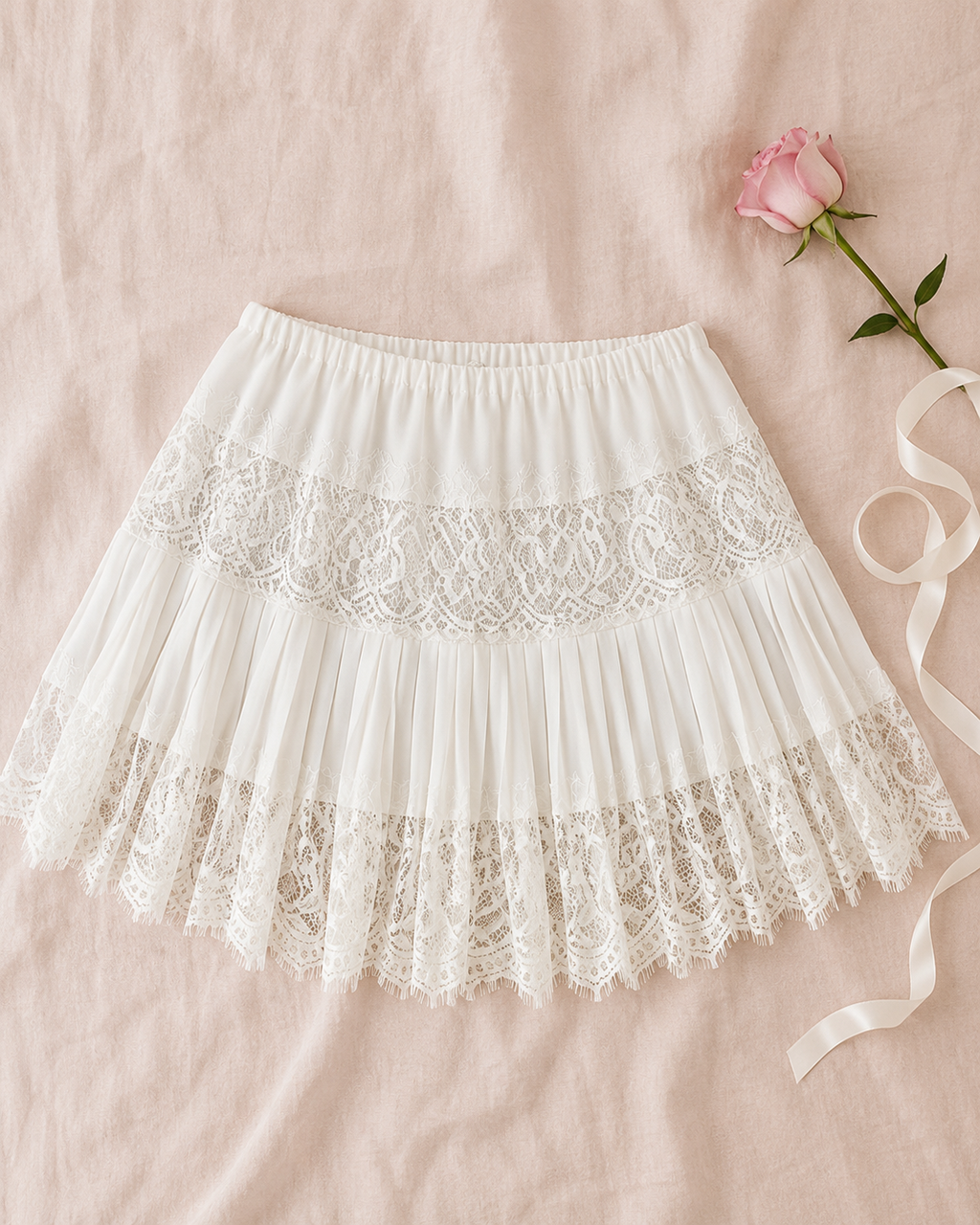 High-Waist Lace Mini Skirt - flat lay