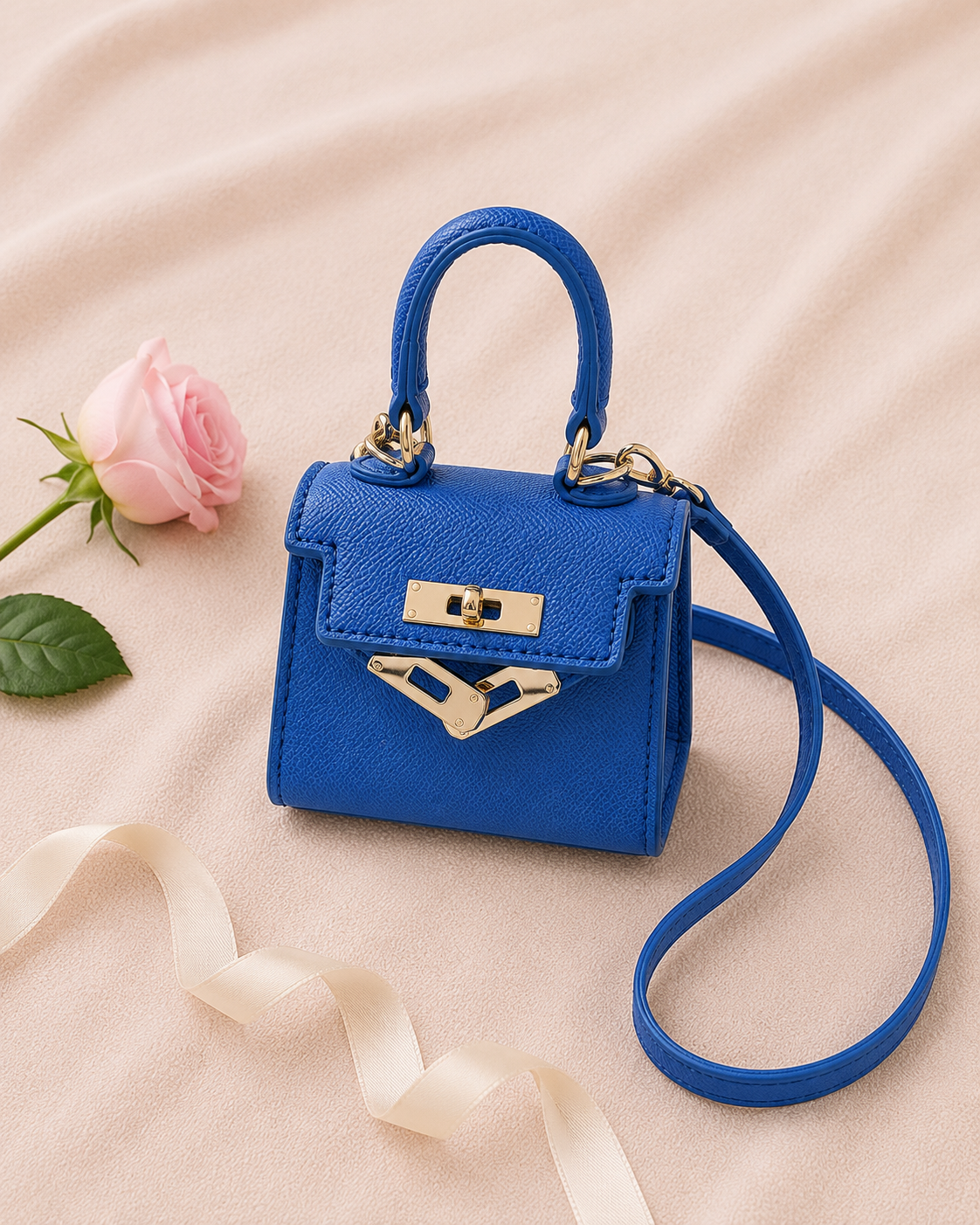 Mini One Shoulder Handbag - Blue flat lay