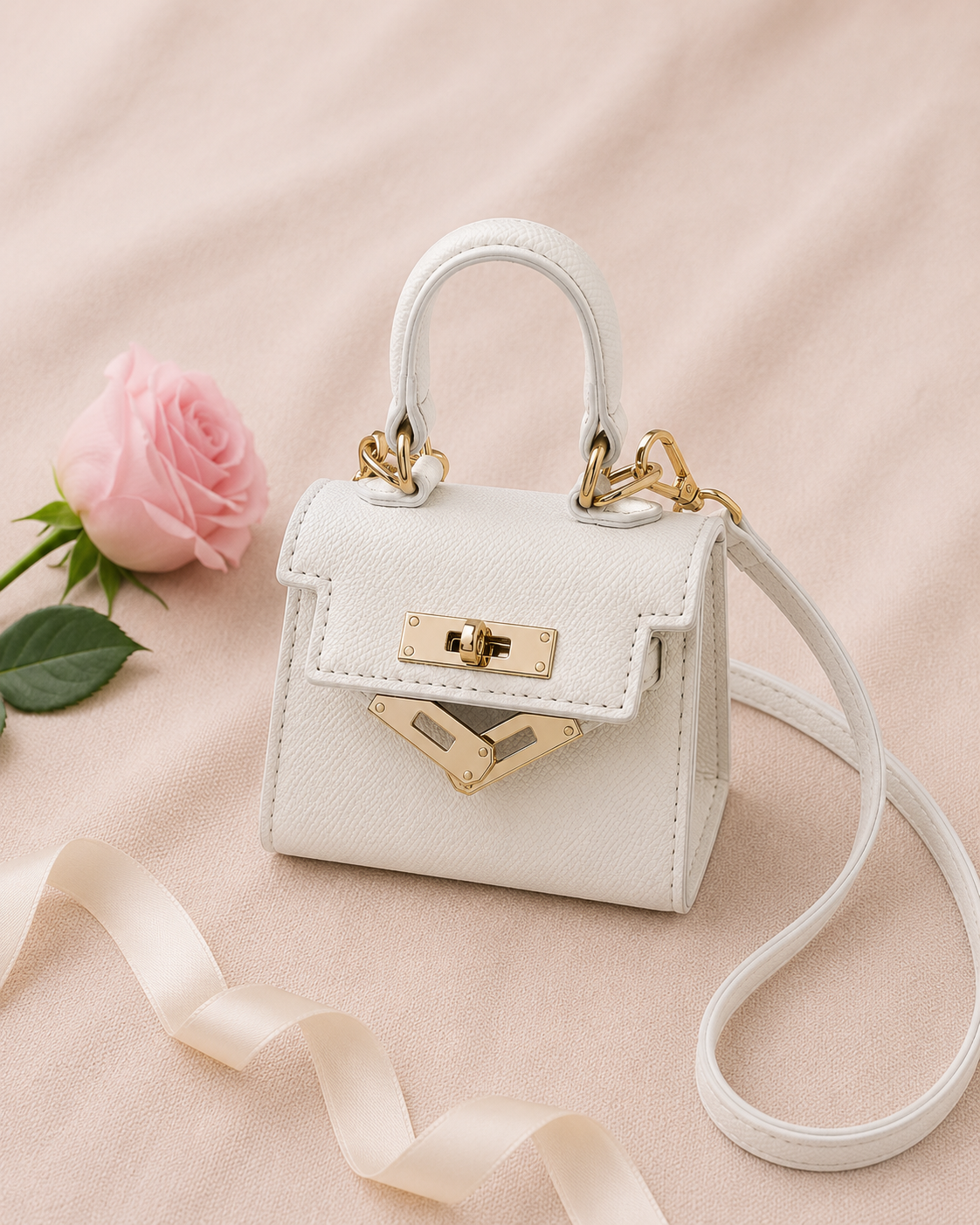 Mini One Shoulder Handbag - White flat lay