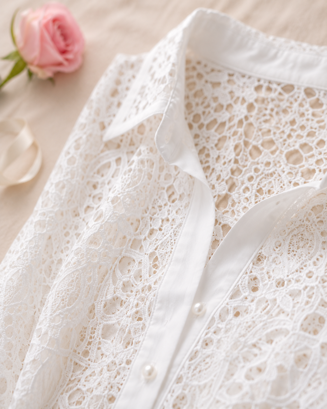Fashion Temperament Lace Mini Lace Dress - detail closeup