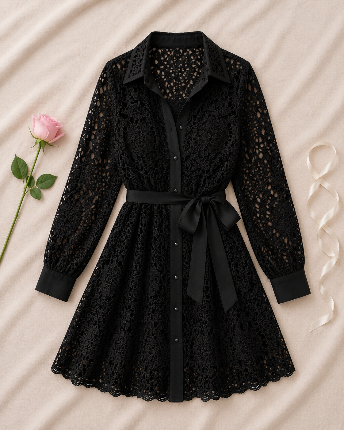 Lace Overlay A-Line Mini Dress