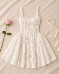 Elegant Lace Panel Mini Dress - flat lay