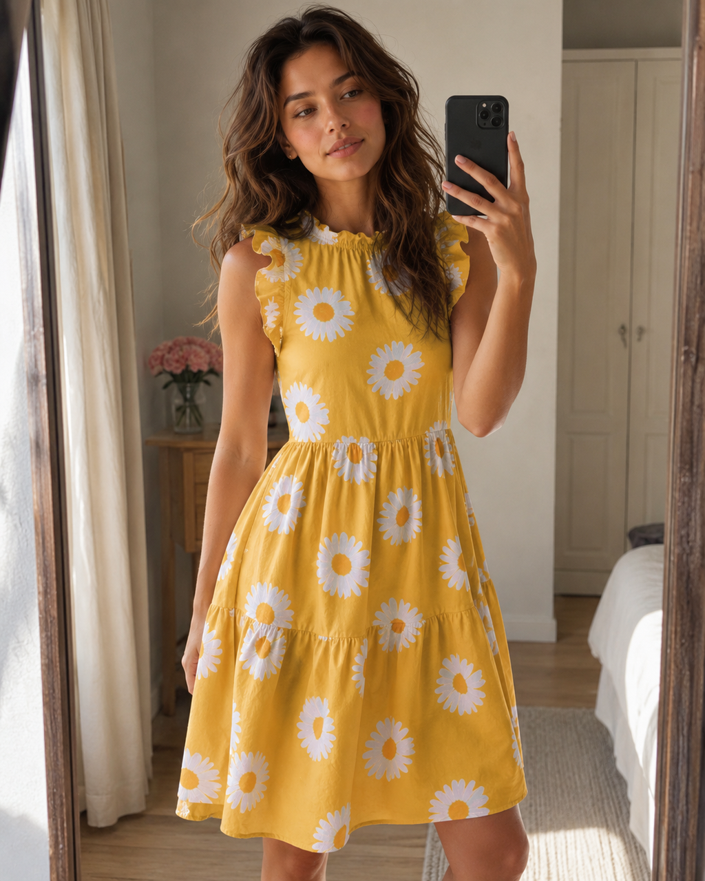 Sleeveless Lace Floral Mini Dress - lifestyle