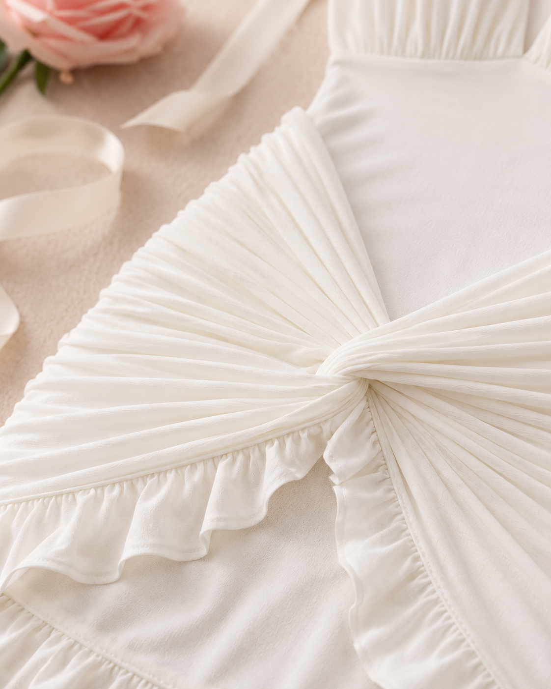 Spring Autumn Sheath Pleated Mini Skirt - detail closeup